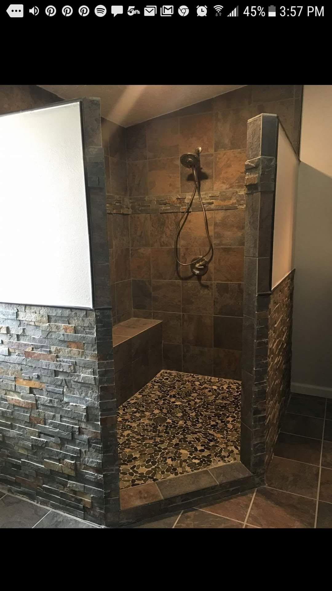 Slate & Stacked-Stone Shower — Chess Remodels project