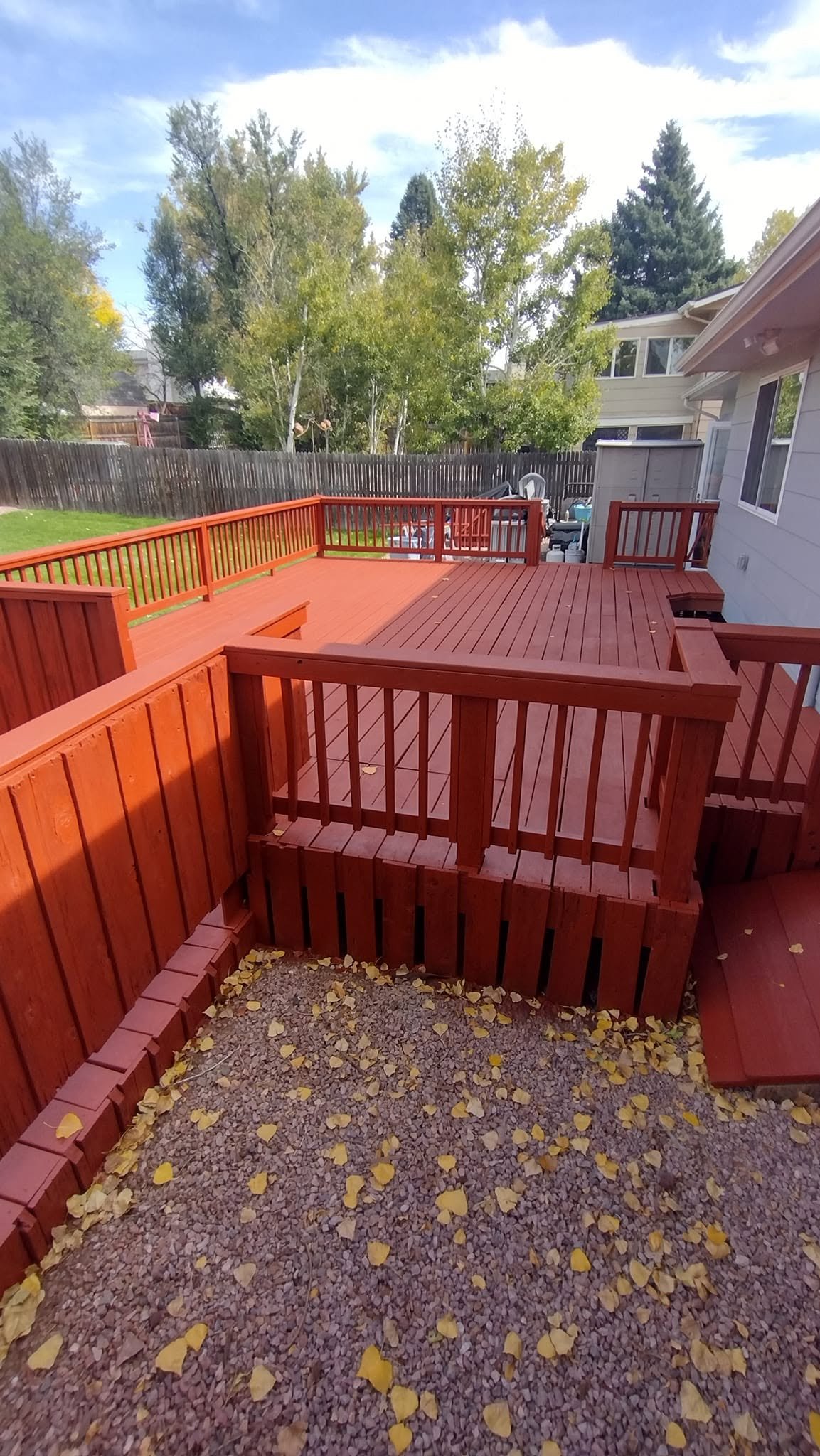 Red-Stained Two-Tier Deck — Chess Remodels project